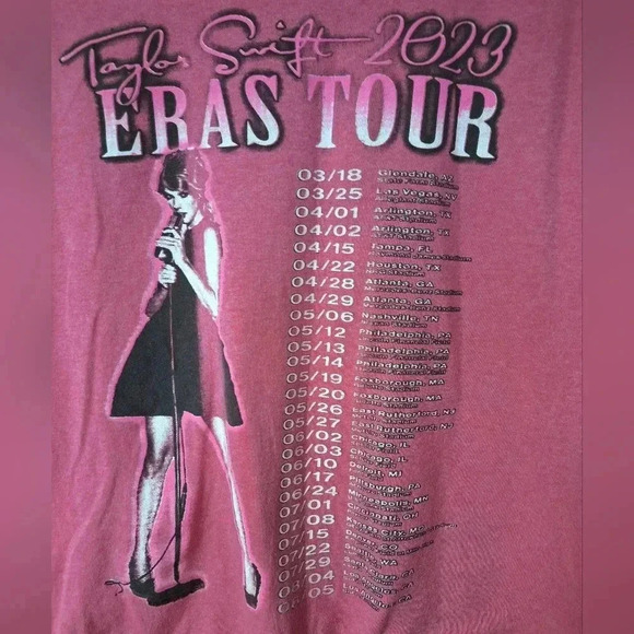 Taylor Swift The Eras Tour Womens Pink Graphic T-Shirt Delta Weight Pro Large - Picture 10 of 15